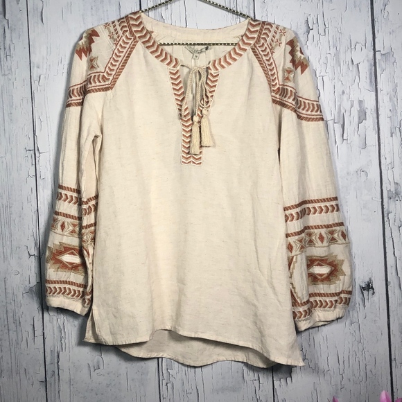 SHOULDER Brazilian Brand Beige Embroidered Blouse - Picture 1 of 8